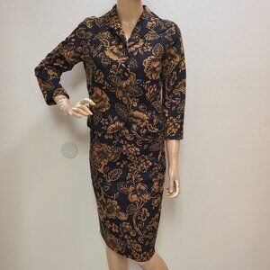 VINTAGE 50s/60s MISTER ROBERT 2pc SUIT BLAZER JACKET & PENCIL SKIRT BARKCLOTH XS